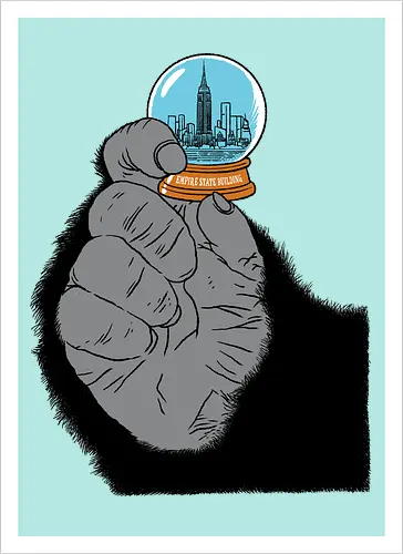 Souvenir - Movie, Kaiju, Empire State Building, Glass ball - Artprint