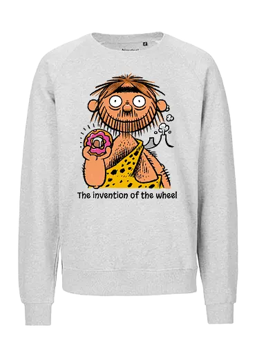 The invention of the wheel - Donut, Sweet, Caveman, Wheel - Fairtrade Sweatshirt