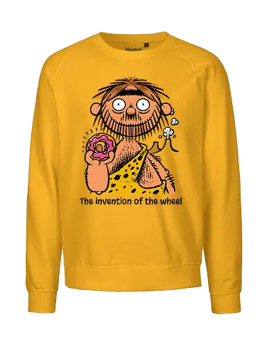 The invention of the wheel - Donut, Sweet, Caveman, Wheel - Fairtrade Sweatshirt