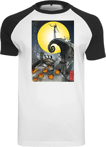 The Pumpkin in Japan - halloween, jack skeleton, zero, Nightmare, japan, japanese art, pumpkins, ghost - Raglan T-Shirt