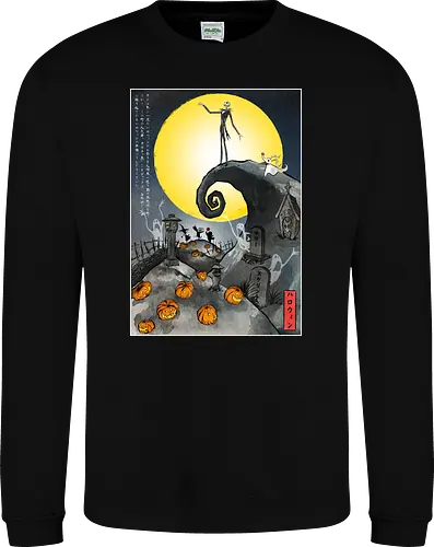 The Pumpkin in Japan - halloween, jack skeleton, zero, Nightmare, japan, japanese art, pumpkins, ghost - Sweatshirt