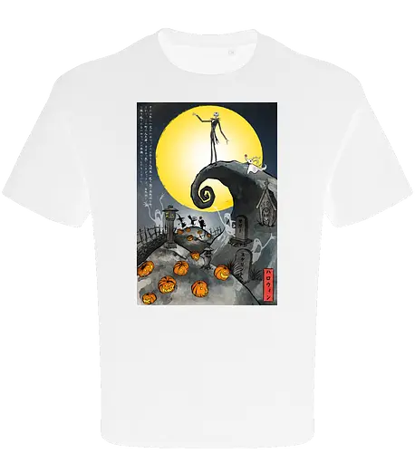 The Pumpkin in Japan - halloween, jack skeleton, zero, Nightmare, japan, japanese art, pumpkins, ghost - Oversize T-Shirt