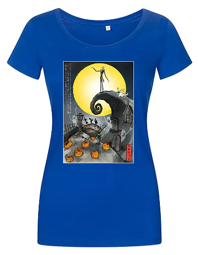 The Pumpkin in Japan - halloween, jack skeleton, zero, Nightmare, japan, japanese art, pumpkins, ghost - Women T-Shirt