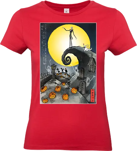 The Pumpkin in Japan - halloween, jack skeleton, zero, Nightmare, japan, japanese art, pumpkins, ghost - Standard T-Shirt (Women)