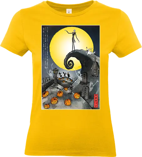 The Pumpkin in Japan - halloween, jack skeleton, zero, Nightmare, japan, japanese art, pumpkins, ghost - Standard T-Shirt (Women)