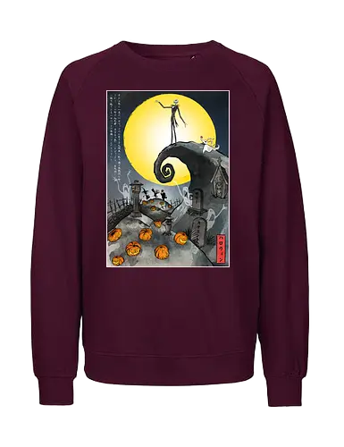 The Pumpkin in Japan - halloween, jack skeleton, zero, Nightmare, japan, japanese art, pumpkins, ghost - Fairtrade Sweatshirt