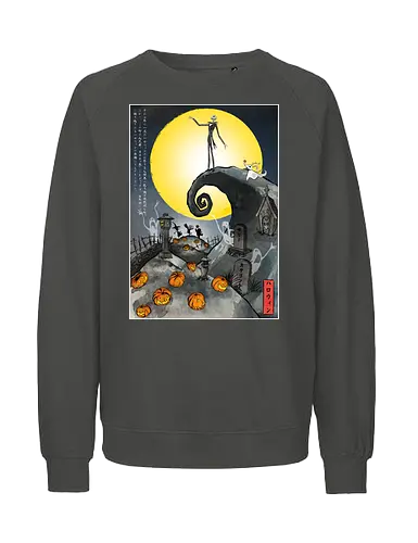The Pumpkin in Japan - halloween, jack skeleton, zero, Nightmare, japan, japanese art, pumpkins, ghost - Fairtrade Sweatshirt