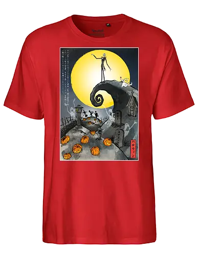 The Pumpkin in Japan - halloween, jack skeleton, zero, Nightmare, japan, japanese art, pumpkins, ghost - Fairtrade T-Shirt