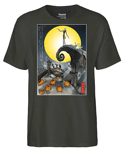 The Pumpkin in Japan - halloween, jack skeleton, zero, Nightmare, japan, japanese art, pumpkins, ghost - Fairtrade T-Shirt