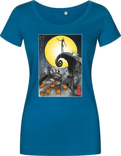 The Pumpkin in Japan - halloween, jack skeleton, zero, Nightmare, japan, japanese art, pumpkins, ghost - Women T-Shirt