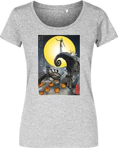 The Pumpkin in Japan - halloween, jack skeleton, zero, Nightmare, japan, japanese art, pumpkins, ghost - Women T-Shirt