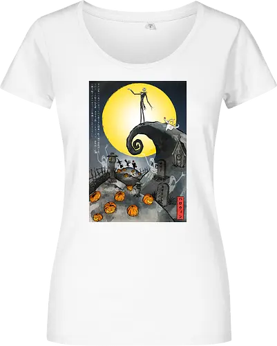 The Pumpkin in Japan - halloween, jack skeleton, zero, Nightmare, japan, japanese art, pumpkins, ghost - Women T-Shirt