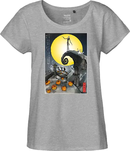 The Pumpkin in Japan - halloween, jack skeleton, zero, Nightmare, japan, japanese art, pumpkins, ghost - Fairtrade Girl Shirt