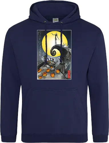 The Pumpkin in Japan - halloween, jack skeleton, zero, Nightmare, japan, japanese art, pumpkins, ghost - Standard Hoodie