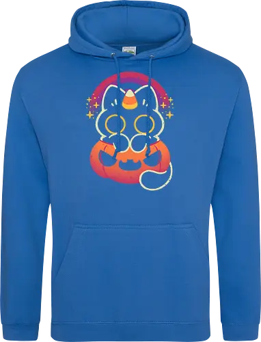 Halloween Caticorn - caticorn, halloween, cute black cat, kawaii black cat, halloween pumpkin, candy corn, rainbow, catcorn, unicorn, creepy cute, spooky cute, purple, dark, magical, xmorfina - Standard Hoodie