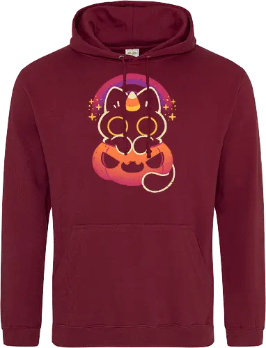 Halloween Caticorn - caticorn, halloween, cute black cat, kawaii black cat, halloween pumpkin, candy corn, rainbow, catcorn, unicorn, creepy cute, spooky cute, purple, dark, magical, xmorfina - Standard Hoodie