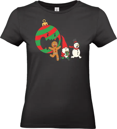 Holiday Havoc: The Killer Ornament - anti christmas streetwear, running gingerbread man design, spooky festive clothing, chaotic winter merch, quirky holiday fashion, aesthetic flat vector art, alternative christmas tee, funny christmas shirt, killer ornament graphic tee, dark humor holiday apparel - Standard T-Shirt (Women)