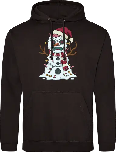 Frostbite: The Undead Snowman - zombie snowman shirt, creepy cute holiday graphic tee, dark humor christmas apparel, spooky winter streetwear, funny undead clothing, alternative ugly sweater, halloween and christmas mashup, pastel goth winter fashion, scary snowman merch, quirky pop art tee - Standard Hoodie