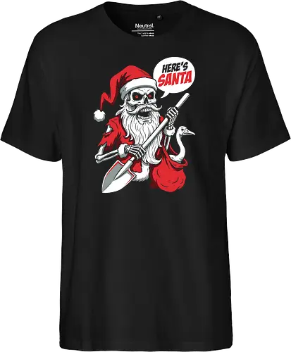 Slay Bells: The Undead Santa - zombie santa shirt, evil santa graphic tee, horror christmas apparel, undead claus clothing, dark humor holiday shirt, creepy christmas streetwear, alternative ugly sweater, skeleton santa merch, spooky festive fashion, anti christmas tee - Fairtrade T-Shirt
