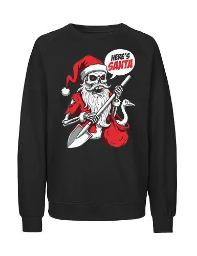 Slay Bells: The Undead Santa - zombie santa shirt, evil santa graphic tee, horror christmas apparel, undead claus clothing, dark humor holiday shirt, creepy christmas streetwear, alternative ugly sweater, skeleton santa merch, spooky festive fashion, anti christmas tee - Fairtrade Sweatshirt