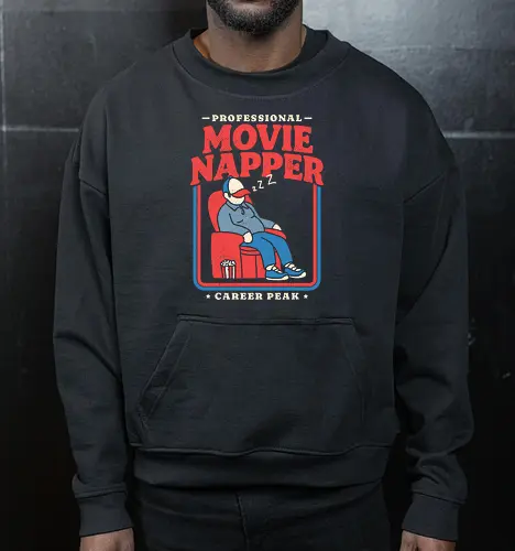 Professional Movie Napper - movie lover, cinema, couch potato, film, funny, funny quote, funnytee, hollywood, movie fan, nap lover, napping, popcorn, sarcasm, sleep, tired - Cropped Sweatshirt
