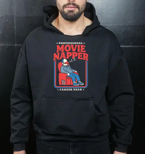Professional Movie Napper - movie lover, cinema, couch potato, film, funny, funny quote, funnytee, hollywood, movie fan, nap lover, napping, popcorn, sarcasm, sleep, tired - Cropped Hoodie