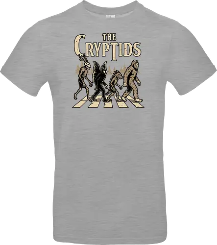 Cryptids Album Cover - Spooky Season, cryptids, cryptidm bigfoot, Cryptozoology, Sasquatch, chupacabra, mothman, wendigo, conspiracy, creatures, creature, mythical, Magical Creatures, Mythological Creatures, Strange Creatures, Mythological Creature, Mythical Creature, myth, mythical, legendary, monsters, monster, dark, Rock & Roll, forest, horror, scary, Music, Music Group, Musical, Classic, Rock, Rock And Roll, Rock N Roll, Album Cover, Album, Halloween, Eerie, Fright, Creepy, Halloween Design, Halloween Art, Halloween Aesthetic, Halloween Vibes, fun, Funny, Spooky - Standard T-Shirt
