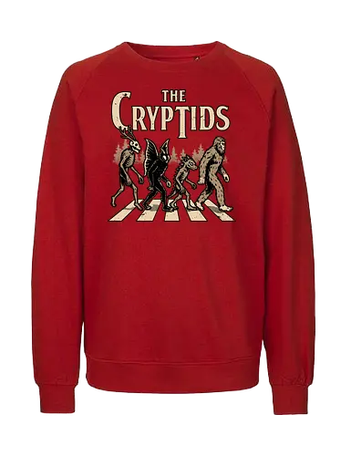 Cryptids Album Cover - Spooky Season, cryptids, cryptidm bigfoot, Cryptozoology, Sasquatch, chupacabra, mothman, wendigo, conspiracy, creatures, creature, mythical, Magical Creatures, Mythological Creatures, Strange Creatures, Mythological Creature, Mythical Creature, myth, mythical, legendary, monsters, monster, dark, Rock & Roll, forest, horror, scary, Music, Music Group, Musical, Classic, Rock, Rock And Roll, Rock N Roll, Album Cover, Album, Halloween, Eerie, Fright, Creepy, Halloween Design, Halloween Art, Halloween Aesthetic, Halloween Vibes, fun, Funny, Spooky - Fairtrade Sweatshirt