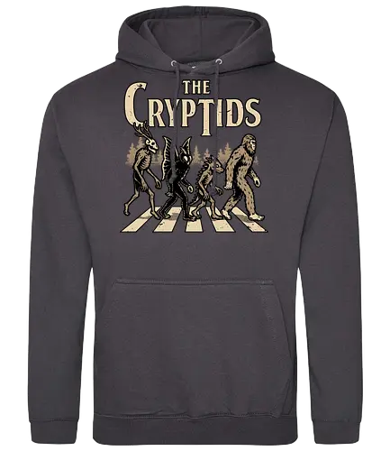 Cryptids Album Cover - Spooky Season, cryptids, cryptidm bigfoot, Cryptozoology, Sasquatch, chupacabra, mothman, wendigo, conspiracy, creatures, creature, mythical, Magical Creatures, Mythological Creatures, Strange Creatures, Mythological Creature, Mythical Creature, myth, mythical, legendary, monsters, monster, dark, Rock & Roll, forest, horror, scary, Music, Music Group, Musical, Classic, Rock, Rock And Roll, Rock N Roll, Album Cover, Album, Halloween, Eerie, Fright, Creepy, Halloween Design, Halloween Art, Halloween Aesthetic, Halloween Vibes, fun, Funny, Spooky - Standard Hoodie