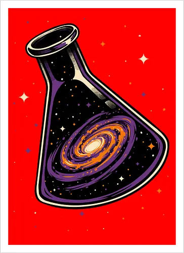 Galaxy Science Flask - Galaxy, Space, Astronaut, Astronomer, Astrophysicist, Astronomy, Science, Science Is Magic, Black Hole, Solar System, Stem, Solar, Steam, Research, Physicist, Physics, Technology, Engineer, Engineering, Studying, Study, Scientist, Science, Scientific, Scientists - Artprint