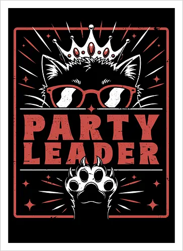 Dungeon Crawler Cat Leader - Post Apocalyptic, Apocalyptic Cats, Postapocalypse, Post-apocalypse, Poster, Books, Book, Crawler, Dungeon Crawler, Party, Crew, Gang, Team, Leadership, Leader, Crown, Nerd, Geek, Fantasy, Adventure, Rpg, Litrpg, Book, Books, Bookworm, Science Fantasy, Science Fiction, Scifi, Cat, Pet, Donut, Funny, Post-apocalyptic, Apocalypse - Artprint