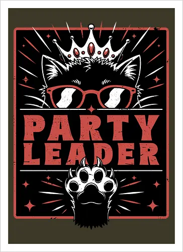 Dungeon Crawler Cat Leader - Post Apocalyptic, Apocalyptic Cats, Postapocalypse, Post-apocalypse, Poster, Books, Book, Crawler, Dungeon Crawler, Party, Crew, Gang, Team, Leadership, Leader, Crown, Nerd, Geek, Fantasy, Adventure, Rpg, Litrpg, Book, Books, Bookworm, Science Fantasy, Science Fiction, Scifi, Cat, Pet, Donut, Funny, Post-apocalyptic, Apocalypse - Artprint