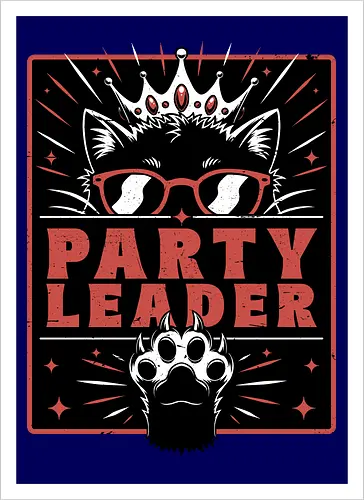 Dungeon Crawler Cat Leader - Post Apocalyptic, Apocalyptic Cats, Postapocalypse, Post-apocalypse, Poster, Books, Book, Crawler, Dungeon Crawler, Party, Crew, Gang, Team, Leadership, Leader, Crown, Nerd, Geek, Fantasy, Adventure, Rpg, Litrpg, Book, Books, Bookworm, Science Fantasy, Science Fiction, Scifi, Cat, Pet, Donut, Funny, Post-apocalyptic, Apocalypse - Artprint