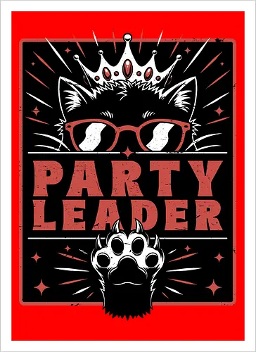 Dungeon Crawler Cat Leader - Post Apocalyptic, Apocalyptic Cats, Postapocalypse, Post-apocalypse, Poster, Books, Book, Crawler, Dungeon Crawler, Party, Crew, Gang, Team, Leadership, Leader, Crown, Nerd, Geek, Fantasy, Adventure, Rpg, Litrpg, Book, Books, Bookworm, Science Fantasy, Science Fiction, Scifi, Cat, Pet, Donut, Funny, Post-apocalyptic, Apocalypse - Artprint