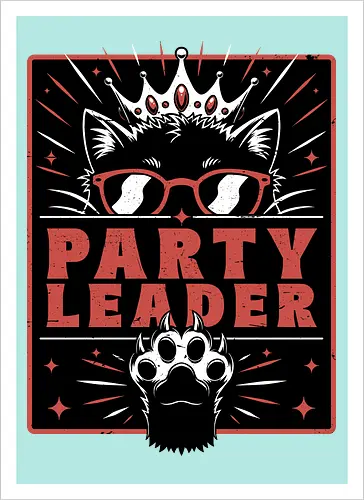 Dungeon Crawler Cat Leader - Post Apocalyptic, Apocalyptic Cats, Postapocalypse, Post-apocalypse, Poster, Books, Book, Crawler, Dungeon Crawler, Party, Crew, Gang, Team, Leadership, Leader, Crown, Nerd, Geek, Fantasy, Adventure, Rpg, Litrpg, Book, Books, Bookworm, Science Fantasy, Science Fiction, Scifi, Cat, Pet, Donut, Funny, Post-apocalyptic, Apocalypse - Artprint