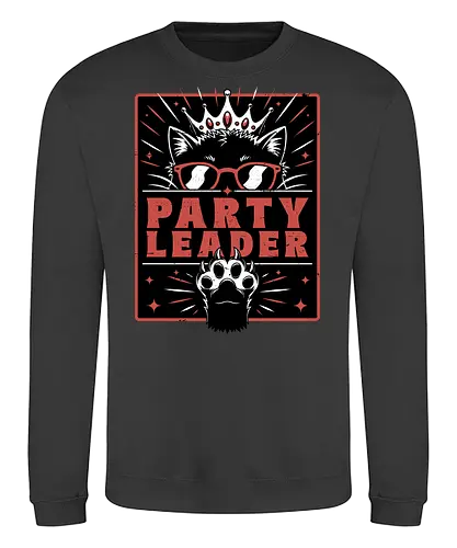 Dungeon Crawler Cat Leader - Post Apocalyptic, Apocalyptic Cats, Postapocalypse, Post-apocalypse, Poster, Books, Book, Crawler, Dungeon Crawler, Party, Crew, Gang, Team, Leadership, Leader, Crown, Nerd, Geek, Fantasy, Adventure, Rpg, Litrpg, Book, Books, Bookworm, Science Fantasy, Science Fiction, Scifi, Cat, Pet, Donut, Funny, Post-apocalyptic, Apocalypse - Sweatshirt