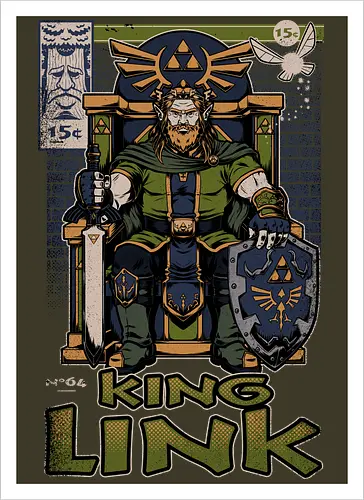 Elf Game King - Retro Vintage, Console, Retro Console, Platform, Fairy, Elf, King, Master Sword, Shield, Comic, Comic Book, Comics, Comic Books, Comic Book Cover, Throne, Video Game, Video Games, Game, Games, Classic Video Games, Classic Video Game, Classic Game, Classic Games, Nostalgia, Nostalgic, Adventure, Fantasy, Vintage, Retro - Artprint