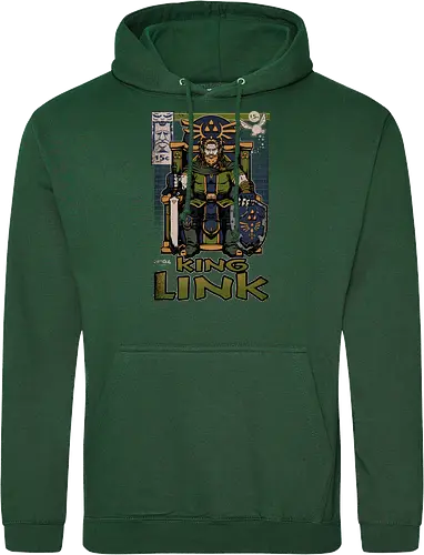 Elf Game King - Retro Vintage, Console, Retro Console, Platform, Fairy, Elf, King, Master Sword, Shield, Comic, Comic Book, Comics, Comic Books, Comic Book Cover, Throne, Video Game, Video Games, Game, Games, Classic Video Games, Classic Video Game, Classic Game, Classic Games, Nostalgia, Nostalgic, Adventure, Fantasy, Vintage, Retro - Standard Hoodie