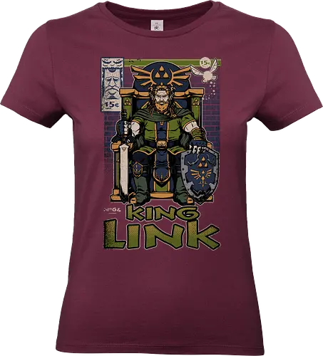 Elf Game King - Retro Vintage, Console, Retro Console, Platform, Fairy, Elf, King, Master Sword, Shield, Comic, Comic Book, Comics, Comic Books, Comic Book Cover, Throne, Video Game, Video Games, Game, Games, Classic Video Games, Classic Video Game, Classic Game, Classic Games, Nostalgia, Nostalgic, Adventure, Fantasy, Vintage, Retro - Standard T-Shirt (Women)