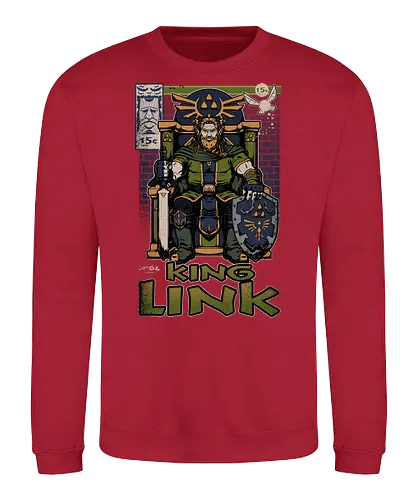 Elf Game King - Retro Vintage, Console, Retro Console, Platform, Fairy, Elf, King, Master Sword, Shield, Comic, Comic Book, Comics, Comic Books, Comic Book Cover, Throne, Video Game, Video Games, Game, Games, Classic Video Games, Classic Video Game, Classic Game, Classic Games, Nostalgia, Nostalgic, Adventure, Fantasy, Vintage, Retro - Sweatshirt