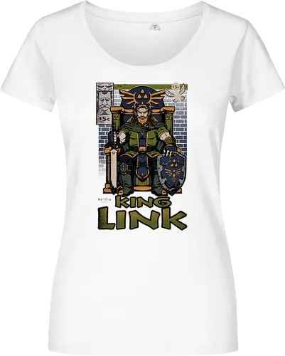 Elf Game King - Retro Vintage, Console, Retro Console, Platform, Fairy, Elf, King, Master Sword, Shield, Comic, Comic Book, Comics, Comic Books, Comic Book Cover, Throne, Video Game, Video Games, Game, Games, Classic Video Games, Classic Video Game, Classic Game, Classic Games, Nostalgia, Nostalgic, Adventure, Fantasy, Vintage, Retro - Women T-Shirt