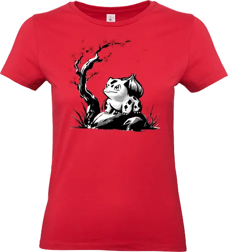 Grass-type sumi e - video games, gamer, gaming, sumi e, sakura, Starter, retro, cute, Pocket - Standard T-Shirt (Women)