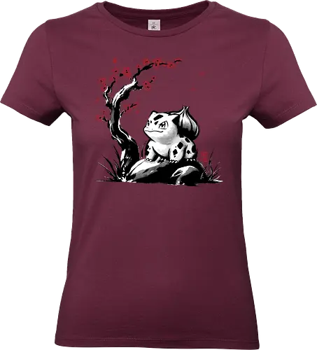 Grass-type sumi e - video games, gamer, gaming, sumi e, sakura, Starter, retro, cute, Pocket - Standard T-Shirt (Women)