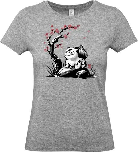 Grass-type sumi e - video games, gamer, gaming, sumi e, sakura, Starter, retro, cute, Pocket - Standard T-Shirt (Women)