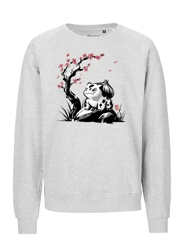 Grass-type sumi e - video games, gamer, gaming, sumi e, sakura, Starter, retro, cute, Pocket - Fairtrade Sweatshirt