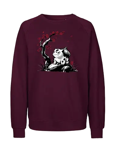 Grass-type sumi e - video games, gamer, gaming, sumi e, sakura, Starter, retro, cute, Pocket - Fairtrade Sweatshirt