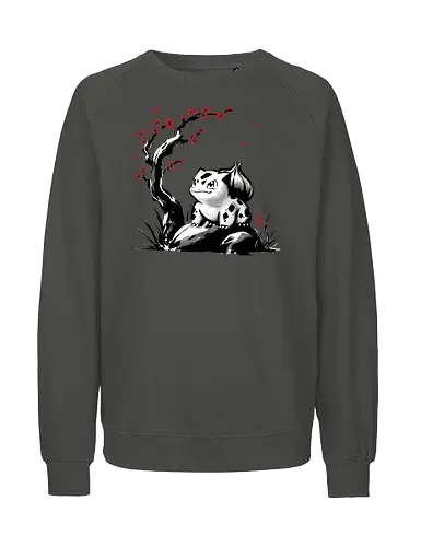 Grass-type sumi e - video games, gamer, gaming, sumi e, sakura, Starter, retro, cute, Pocket - Fairtrade Sweatshirt