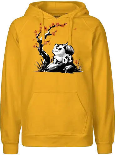 Grass-type sumi e - video games, gamer, gaming, sumi e, sakura, Starter, retro, cute, Pocket - Fairtrade Hoodie
