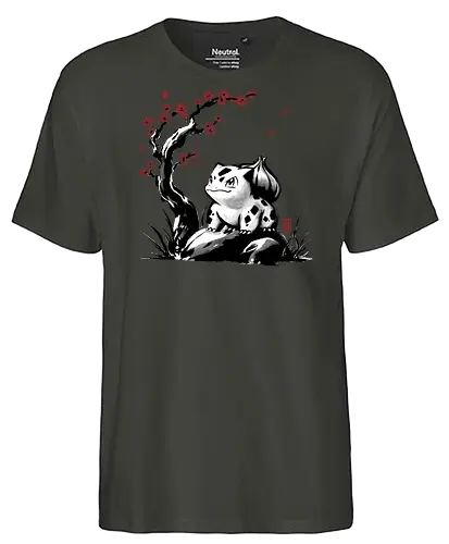 Grass-type sumi e - video games, gamer, gaming, sumi e, sakura, Starter, retro, cute, Pocket - Fairtrade T-Shirt
