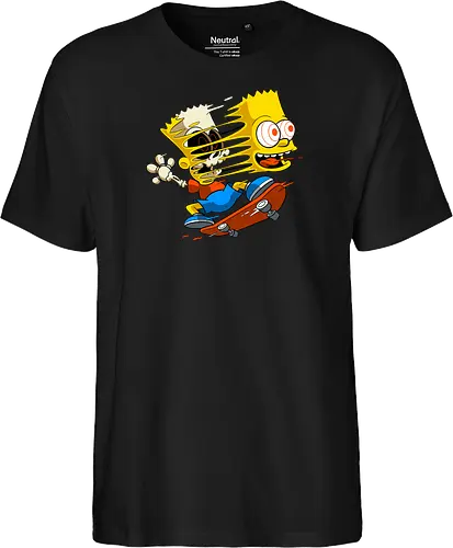 Freaky Gelber Skater Junge Horror - Underground Springfield Cartoon Kunst - gelber Junge Skate Horror, Cartoon Freaky Skater, gelbes Junge Skelett, Gesicht springt Schädel Cartoon, Skate Cartoon Horror, Zombie gelber Junge Skate, Geek Horror Skate Druck, dunkler Springfield Cartoon Skater, hervorquellende Augen Cartoon Horror, alternative Skate Kunst, Underground Cartoon Skater, urbaner Skate Geek Druck, Pop Art Horror Skate, Skater Junge Horror Charakter, Cartoon Skelett Skate - Fairtrade T-Shirt